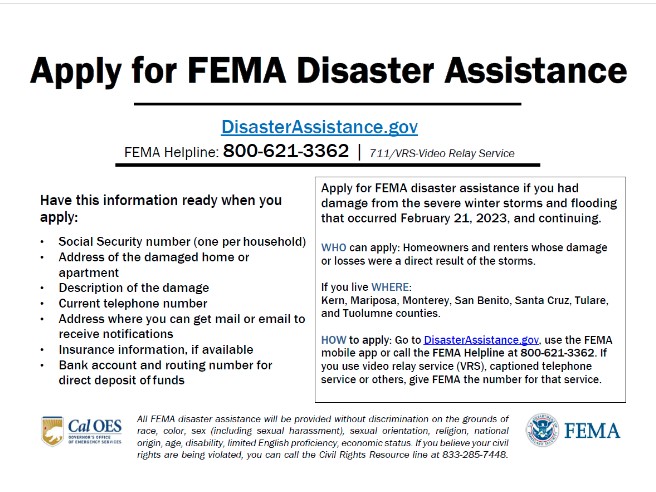 Appy for FEMA Disaster Assistance 